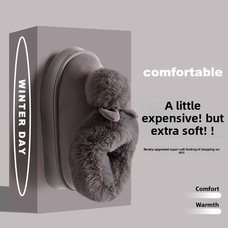 Cotton Slippers Men's Bag with Winter Warm Thick Sole, New Style for Outerwear with Added Fleece, Versatile New Cotton Shoes for Women