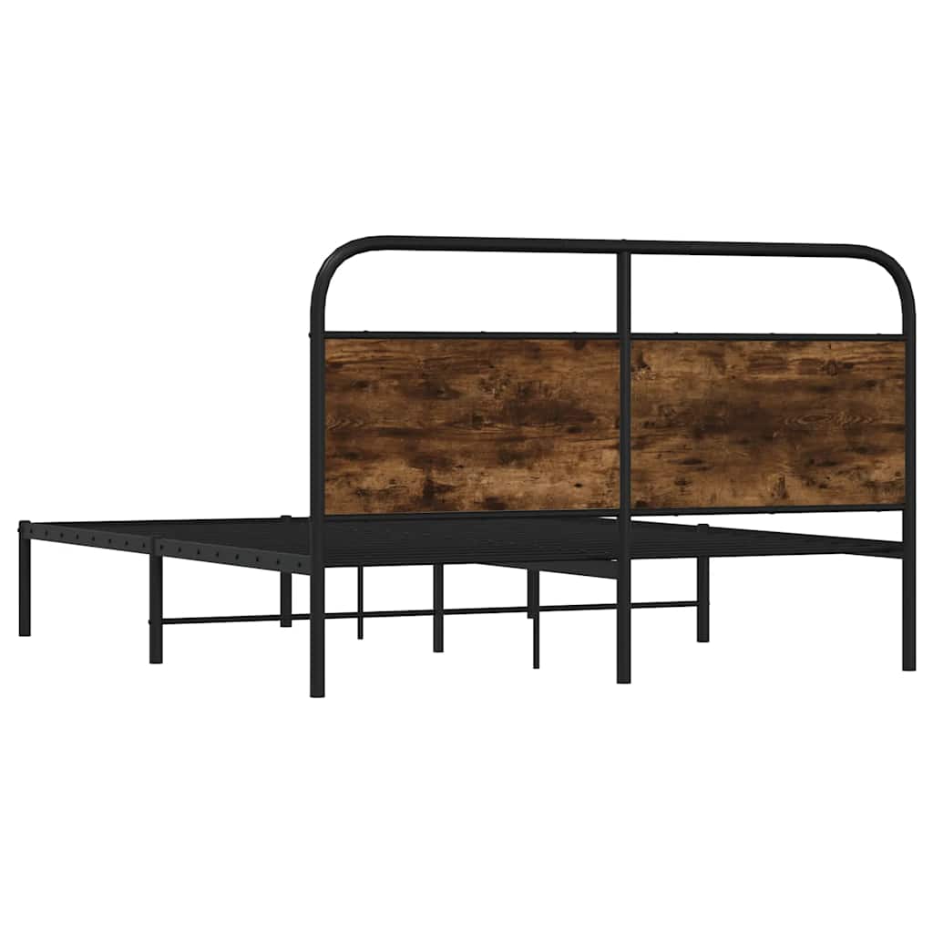 Bed Frame Without Mattress 120 X 190 Cm Smoked Oak Wood Based Material