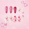 24 Pcs Pink Heart Artificial Nail Valentines Day False Nail Lovely Stick on Nail French Press On Nail for Holiday