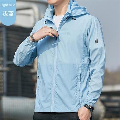 Letnie męskie kurtki chroniące przed słońcem, męskie, ultralekkie, sportowe, z kapturem, męskie, wiatrówki, swobodne, w jednolitym kolorze