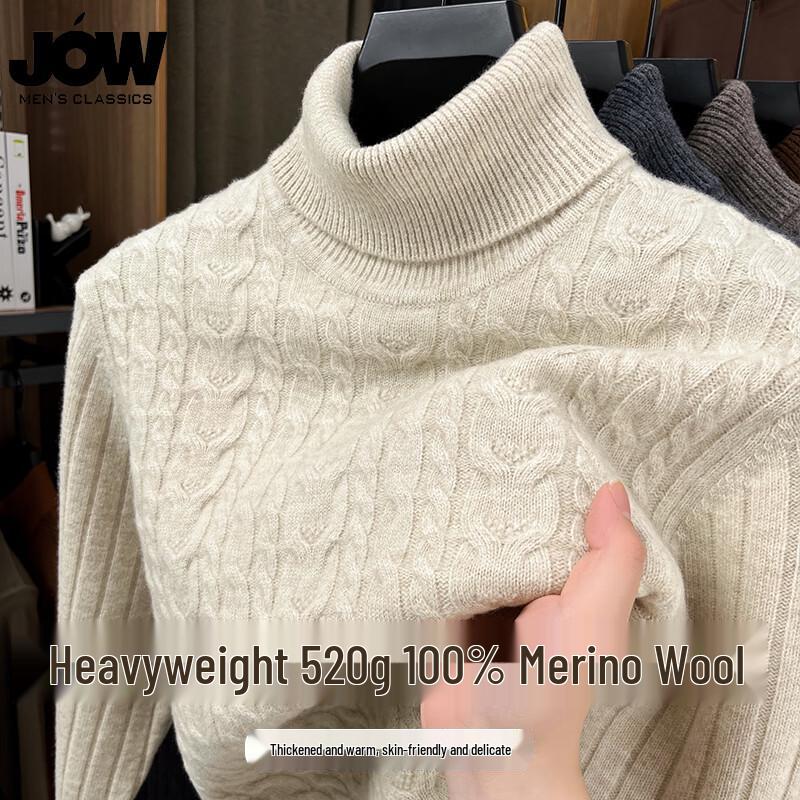 

Чоловічий светр JOW з 100% австралійської мериносової вовни 520г потовщений гольф 3XL