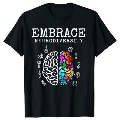 Funny Neurodiversity Autism Brain T Shirts Graphic Cotton Streetwear Short Sleeve Birthday Gifts Summer Style Tshirt Unisex