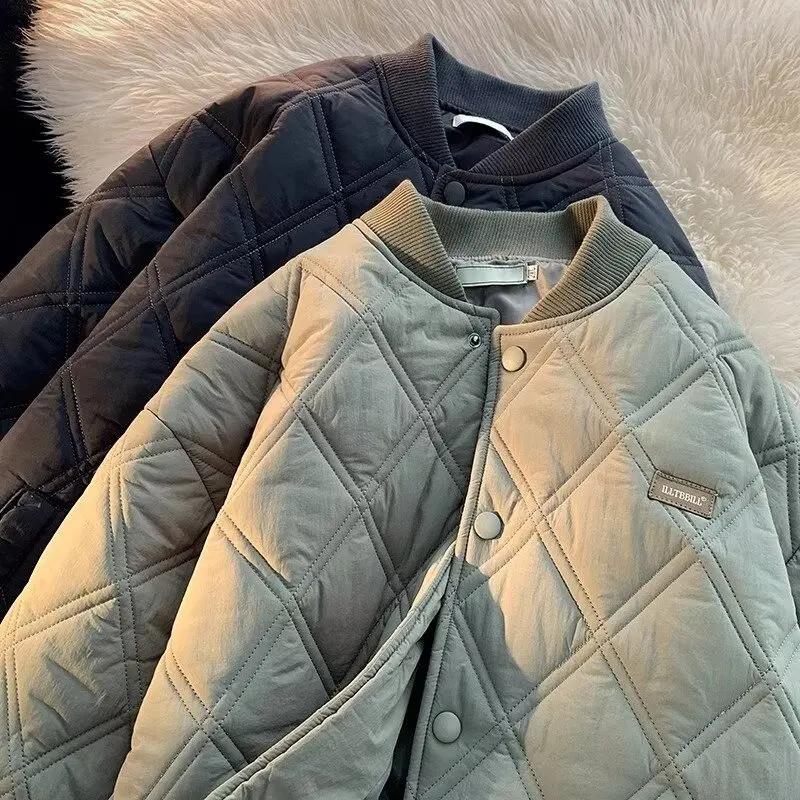 Prošívaný kabát Unisex Zimní Zateplený Zateplený Ležérní Vintage Bavlněná Bunda Pro Muže Ženy Pár Ležérní