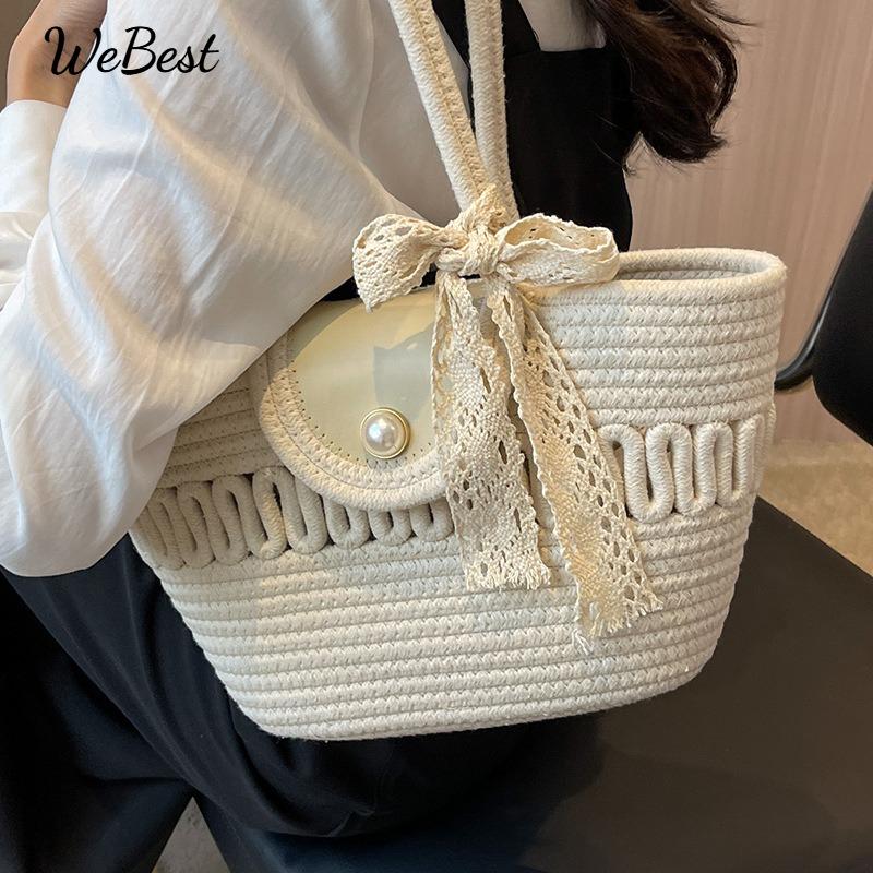 

Trendy French Style Handmade Woven Beach Tote Bag