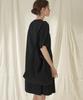 210EDIT Pleated Short Sleeve Dress_Zd2Op561_Blk