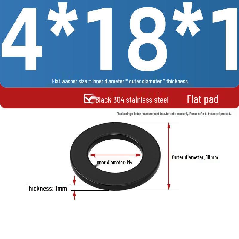 Ultra-Thin Black Zinc-Plated Stainless Steel Flat Washer (M2-M20)