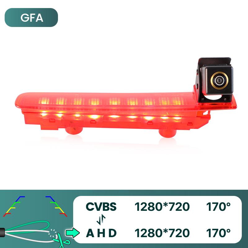 AHD 1080P 170° Fisheye Lens LED Van Brake Light Rear View Reverse Backup Camera Accessory For VW Transporter T5 T6 2010‑2019