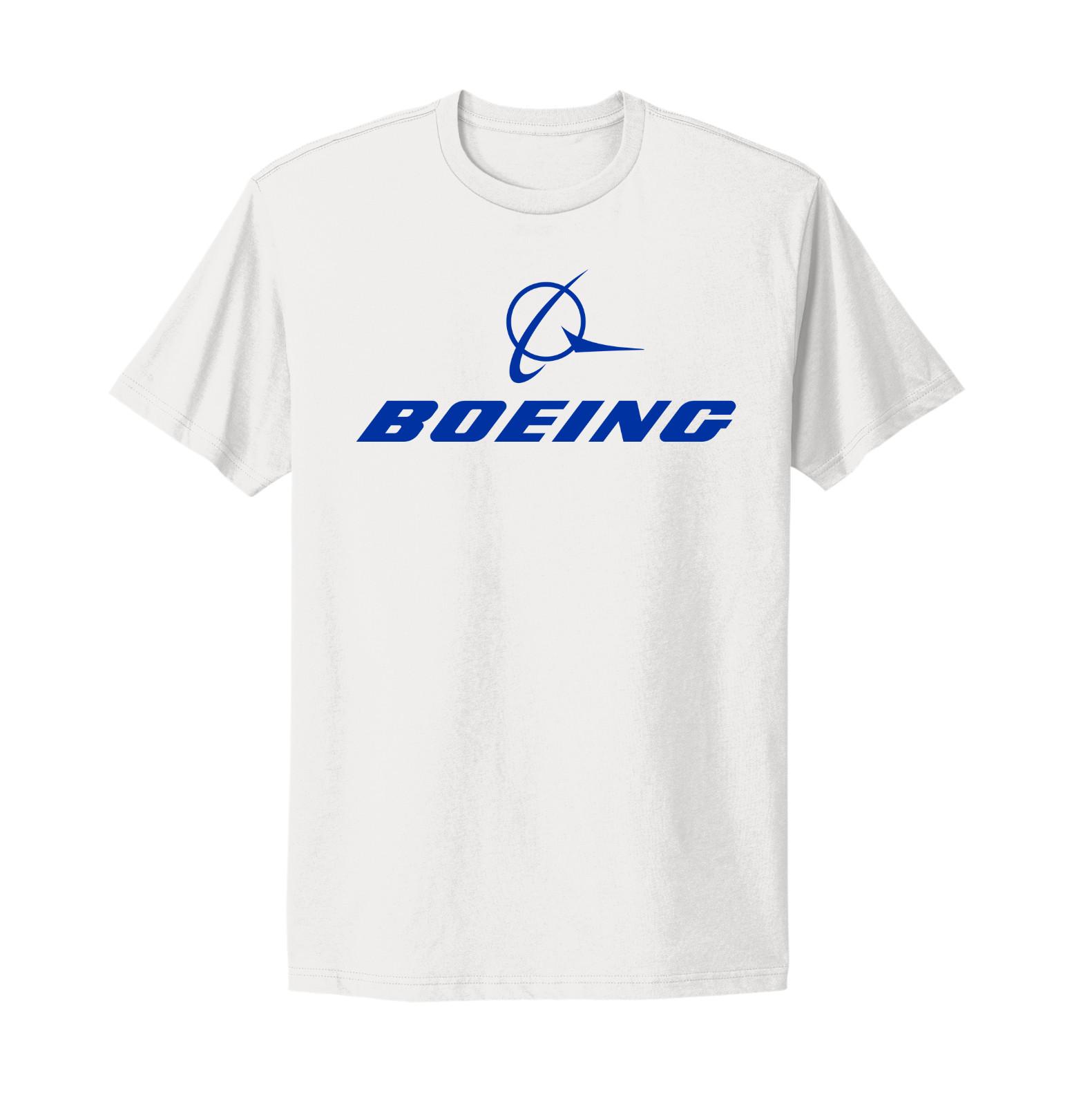 Boeing Aerospace Aviation American Aircraft Company Blue Logo White T-shirt XXXXL