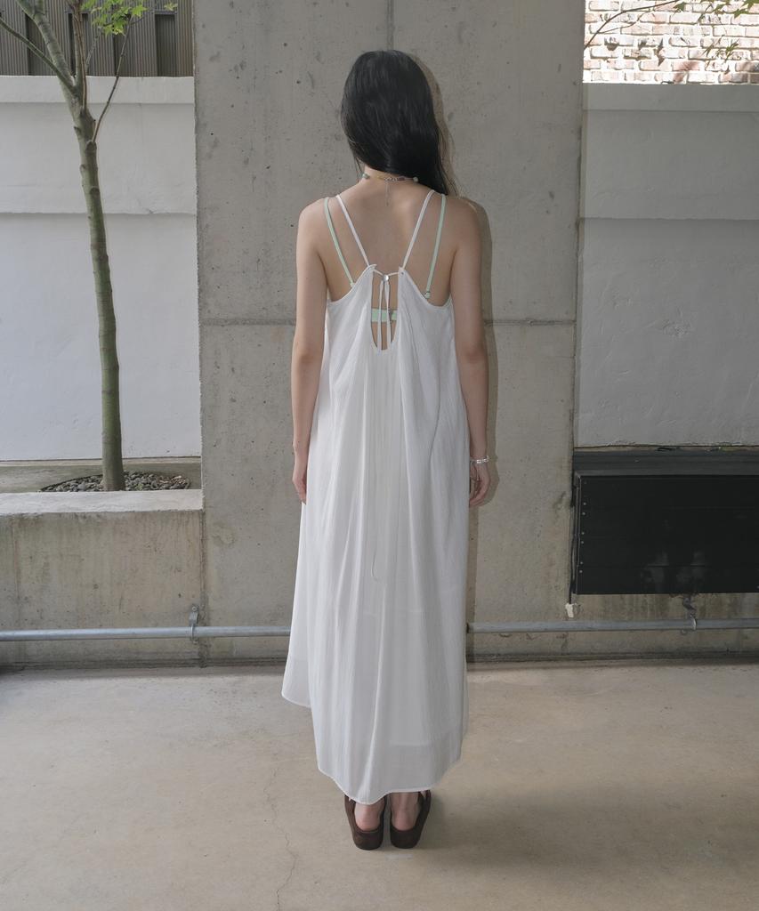 Mosyupamosyu Maxi String Drape Dress [White]