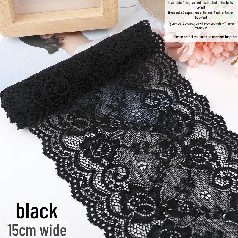 15cm Szeroka Miękka Elastyczna Koronka do Dekoracji Ubrań i Spódnic DIY w Kolorze Białym lub Czarnym