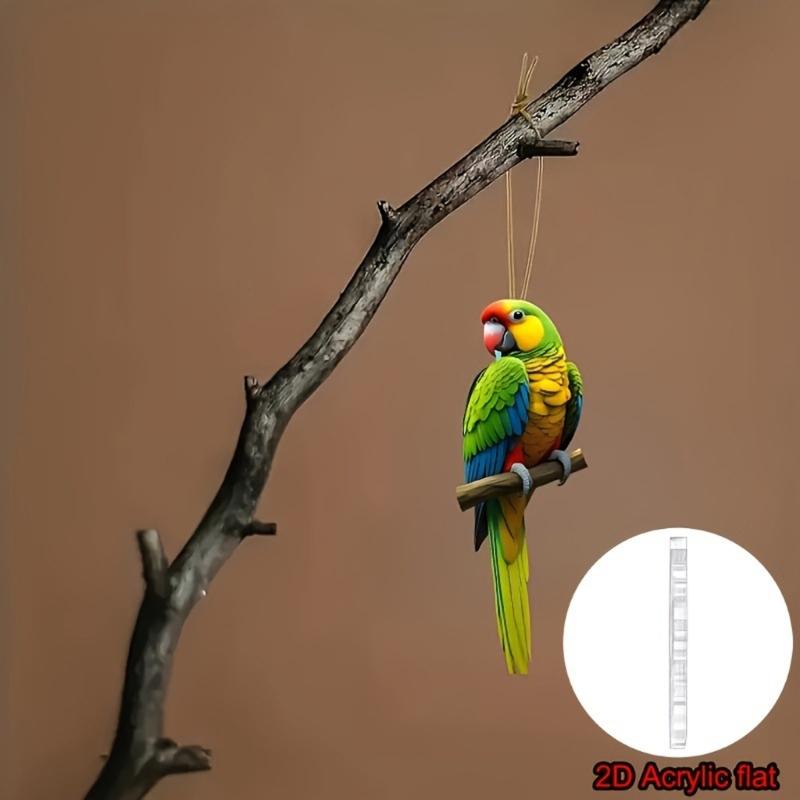 Colorful Macaw Shape 2D Acrylic Car Accessory Hanging Decors Macaw Vehicle Hanger for Vehicles Stylish & Eye Catching