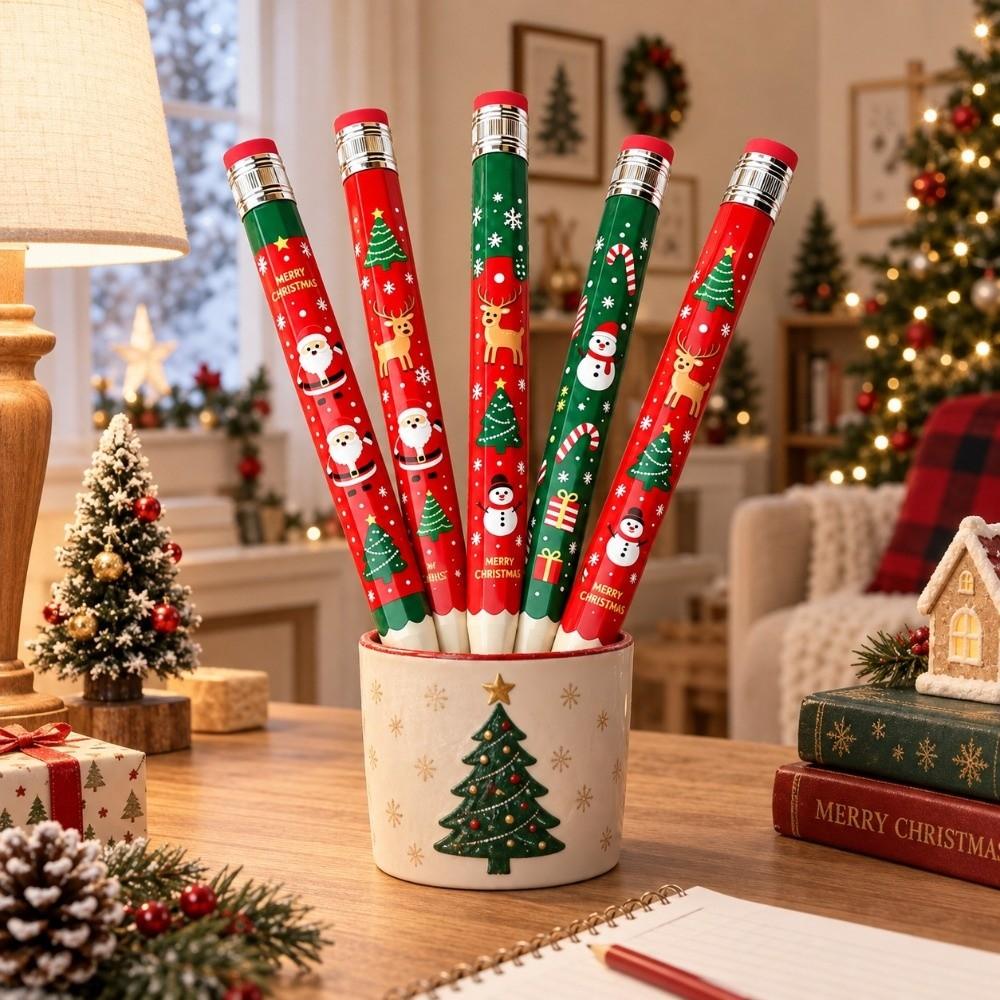 Christmas Pattern Big Pencil Wooden Christmas Giant Pencil Christmas Gift Pencil Novelty Decor