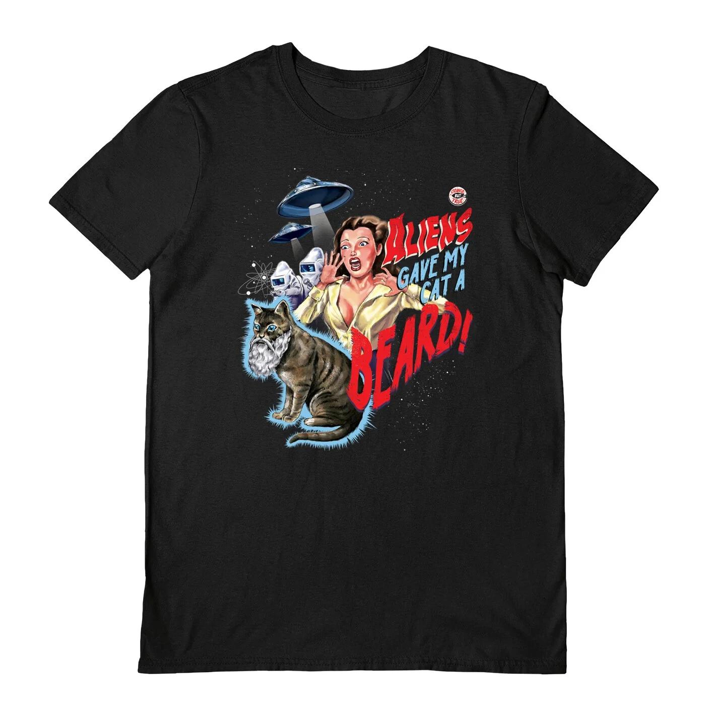 

Steven Rhodes T-Shirt -Aliens Gave My Cat A Beard Official Black L