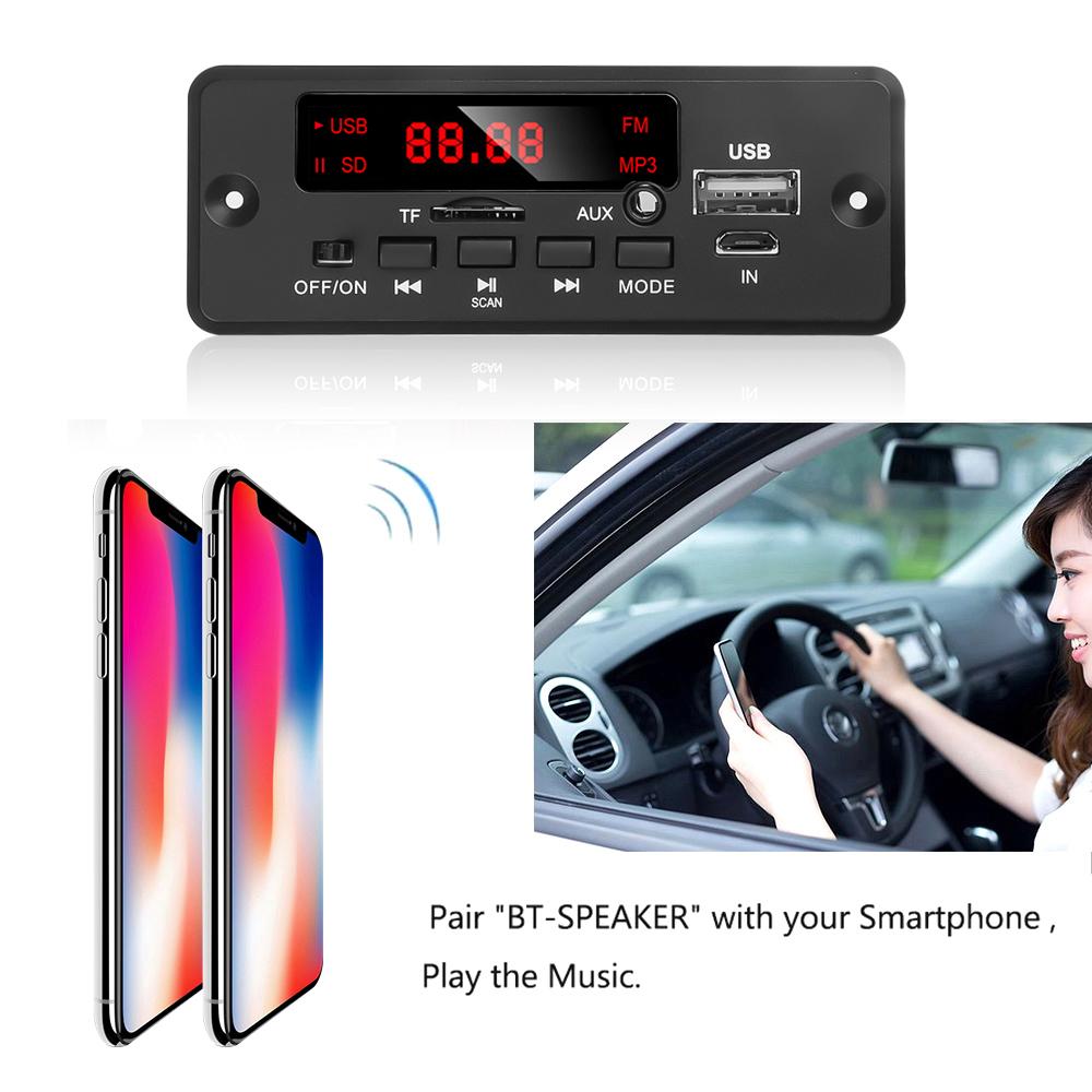 Handsfree 50W Amplifier MP3 Decoder Board Color Screen DC 12V Bluetooth V5.0 Car MP3 Player USB Recording Module FM AUX Radio
