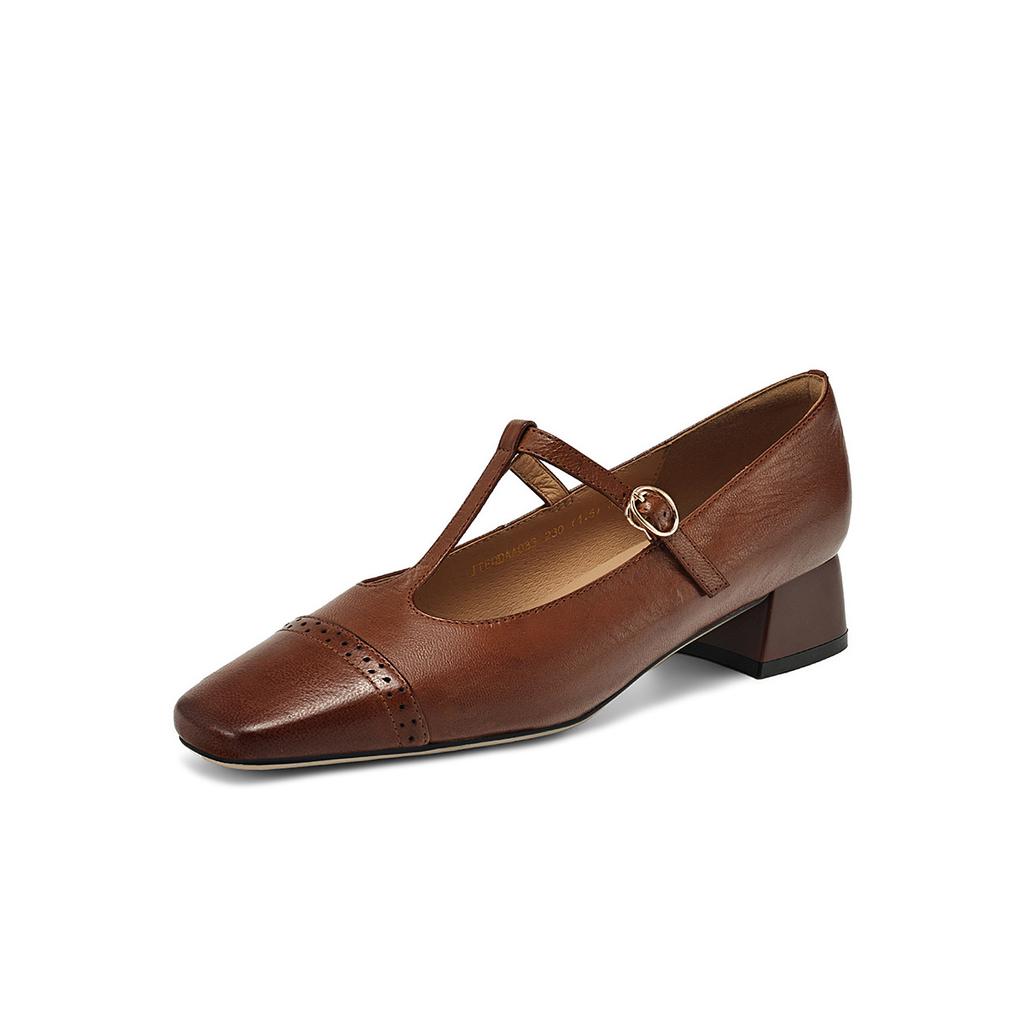 Super soft lambskin French high heels genuine leather thong Mary Jane shoes