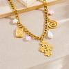 DIEYURO 316L Stainless Steel Golden Butterfly Pearl Flower Pendant Necklace Lady Novel Collarbone Chain Jewelry Holiday Gift