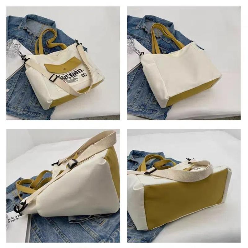 Large Capacity Women Tote Canvas Handbag Schoolbag Female University Portable Shoulder Bag Rectangular Shopping Beach City College Korean Popular