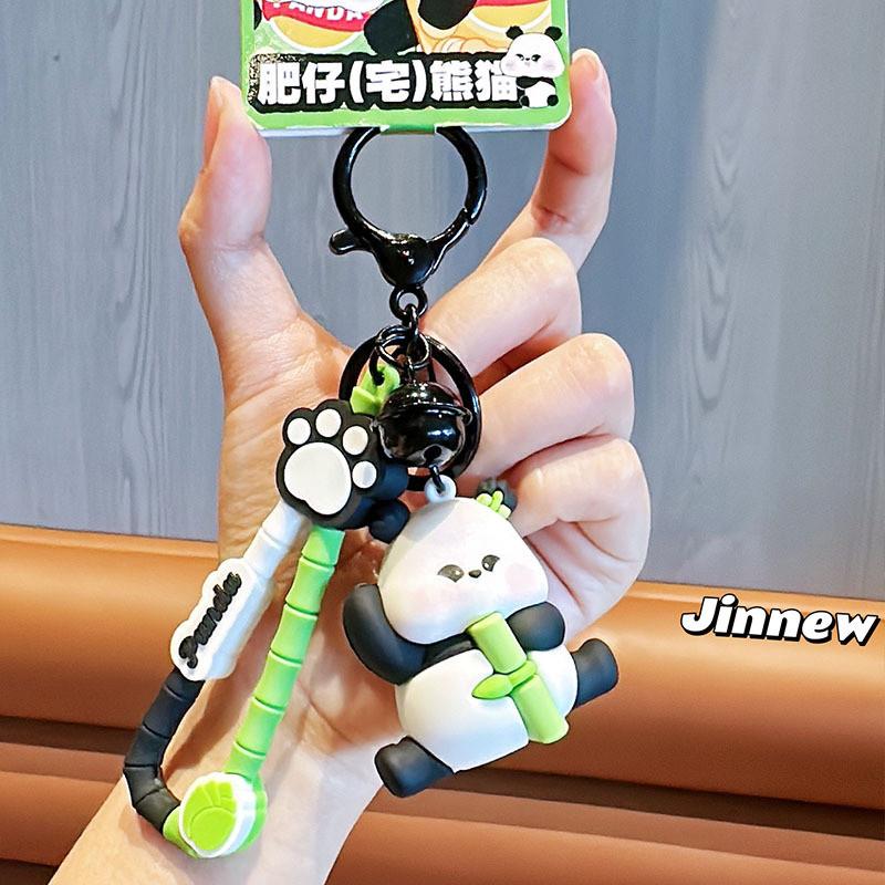 Delightful Cartoon Panda Plush Keyring Colorful Floral Designs For Key Accessories