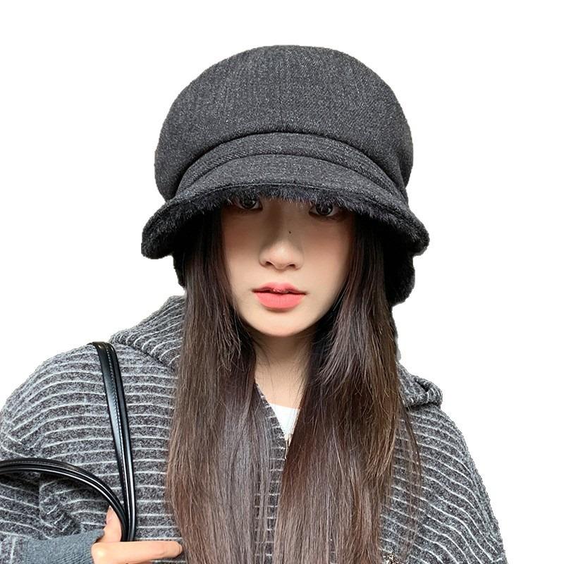 Winter Hat Women's High-end Fleece Thickened Octagonal Hat Fashion Versatile Beret Warm Painter Hat