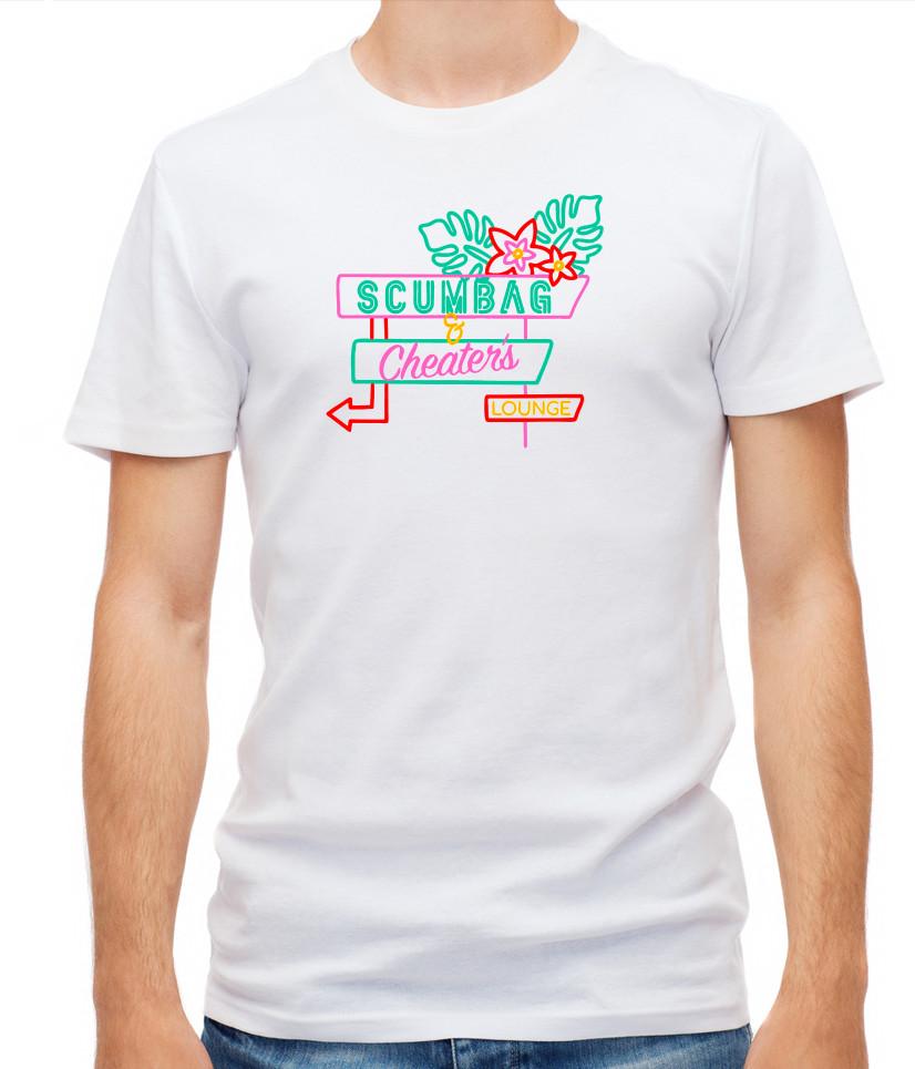 

Scumbag and Cheaters Lounge Short Sleeve White T Shirt Men G079 2XL