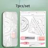 4pcs/7pcs Geometric Mathematical Drawing Tool Set Multi-functional Compass Protractor Ruler Eraser