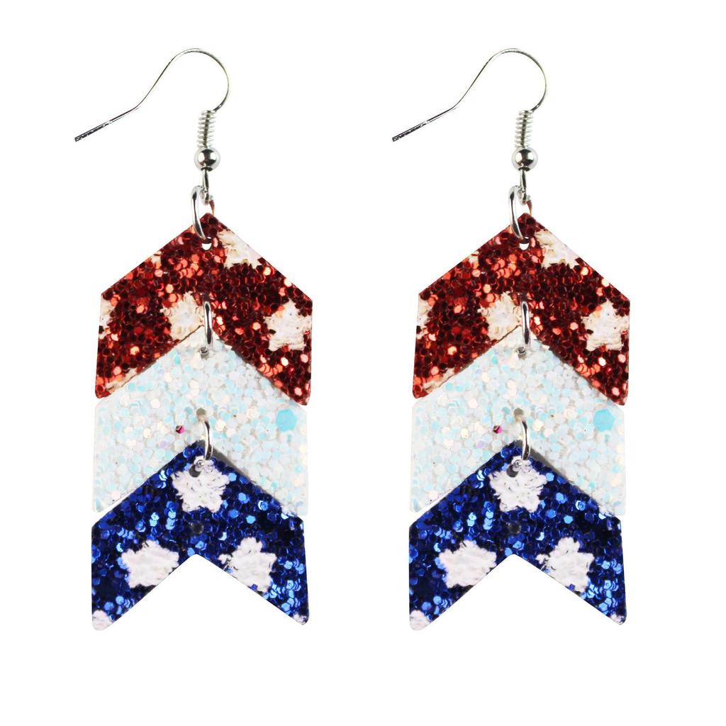 American Flag Star Stripe Elements Independence Day Leather Earrings Election Theme Diy