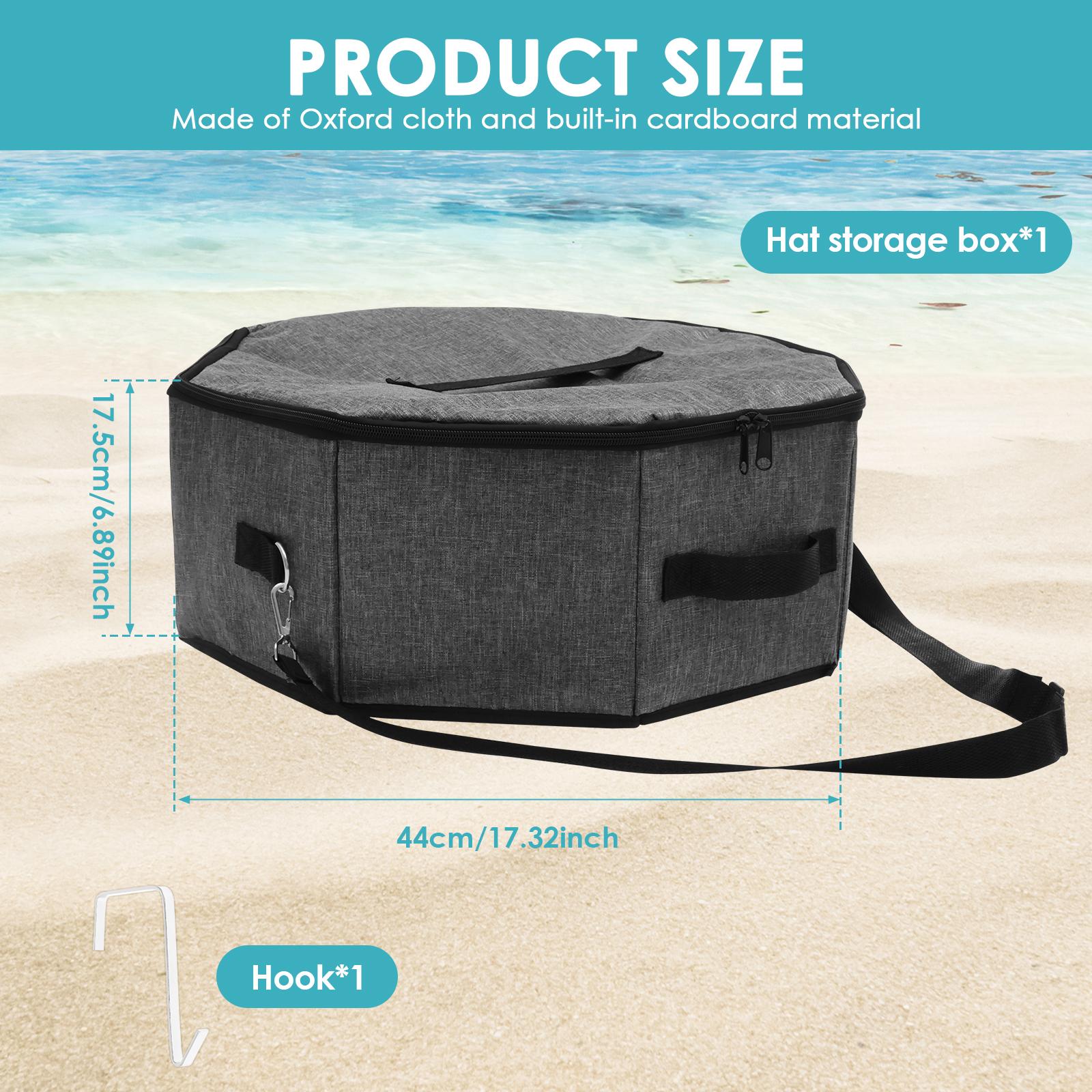 

Hat Organizer Bag Oxford Cloth Dustproof Cowboy Hat Box with Metal Hook and Handle Portable Travel Large Capacity Cap Organizer