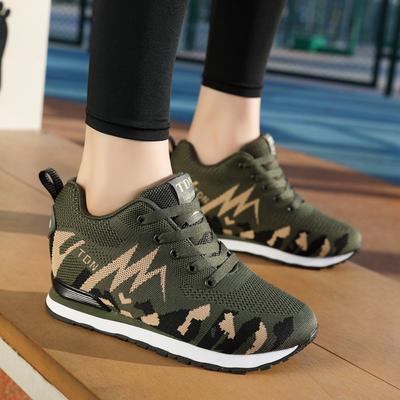 Women's Camouflage Fly Woven Indoor Height Increasing Outdoor Running Shoes
