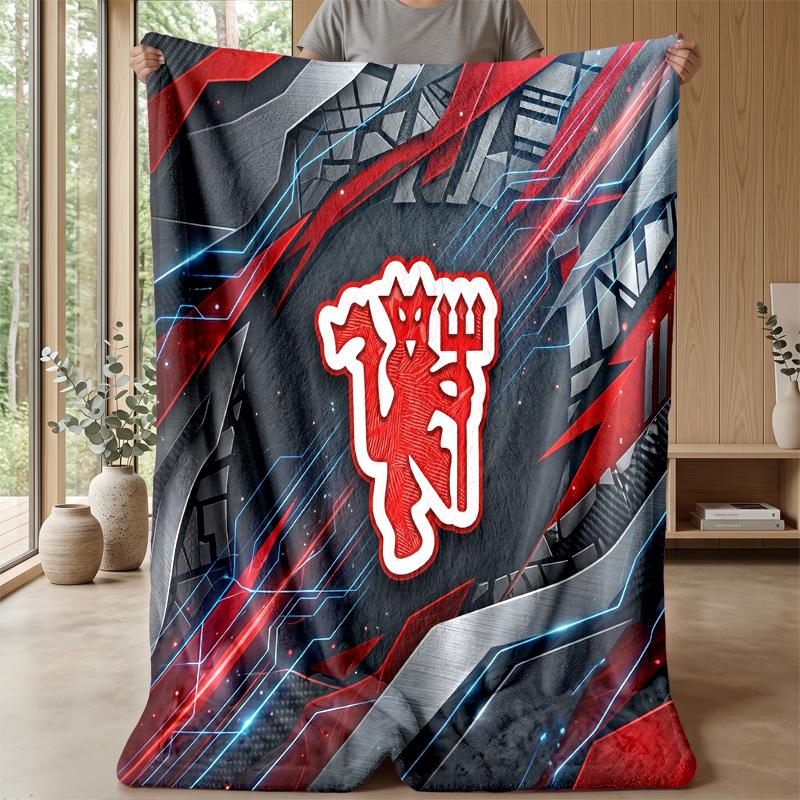 Manchester United Theme Blanket Soft Flannel Blanket Plush Throw Blanket Cozy Sofa Bed Blanket for Home Decor