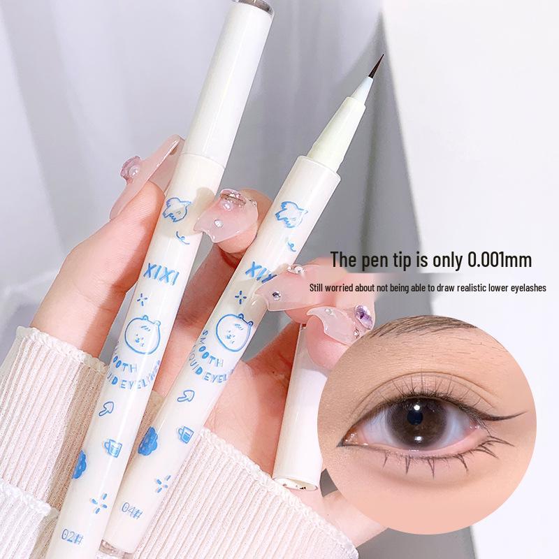 Xixi Cute Bear Soft Smooth Eyeliner: Automatic Rebound Brush, Under-Eye Highlight, Lower Lash Line, Multi-Use for Beginners.