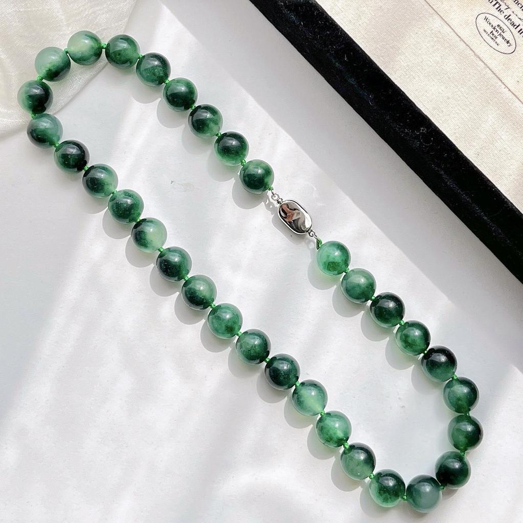 12Mm Aquatic Agate Quartzite Stone Bracelet Necklace