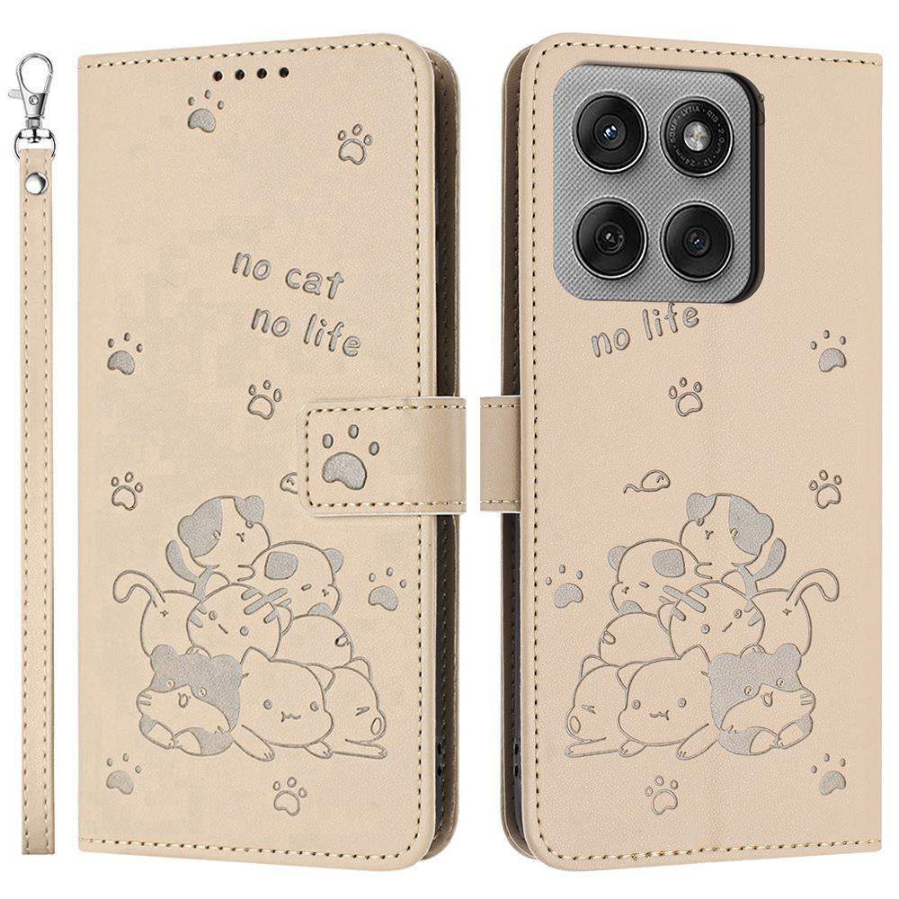 For Motorola Edge 60 Pro 5G Wallet Case Cats Imprint Leather Phone Cover with Strap