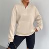 Women's High Neck Zip Up Long Sleeve Sweatshirt Color Trendy