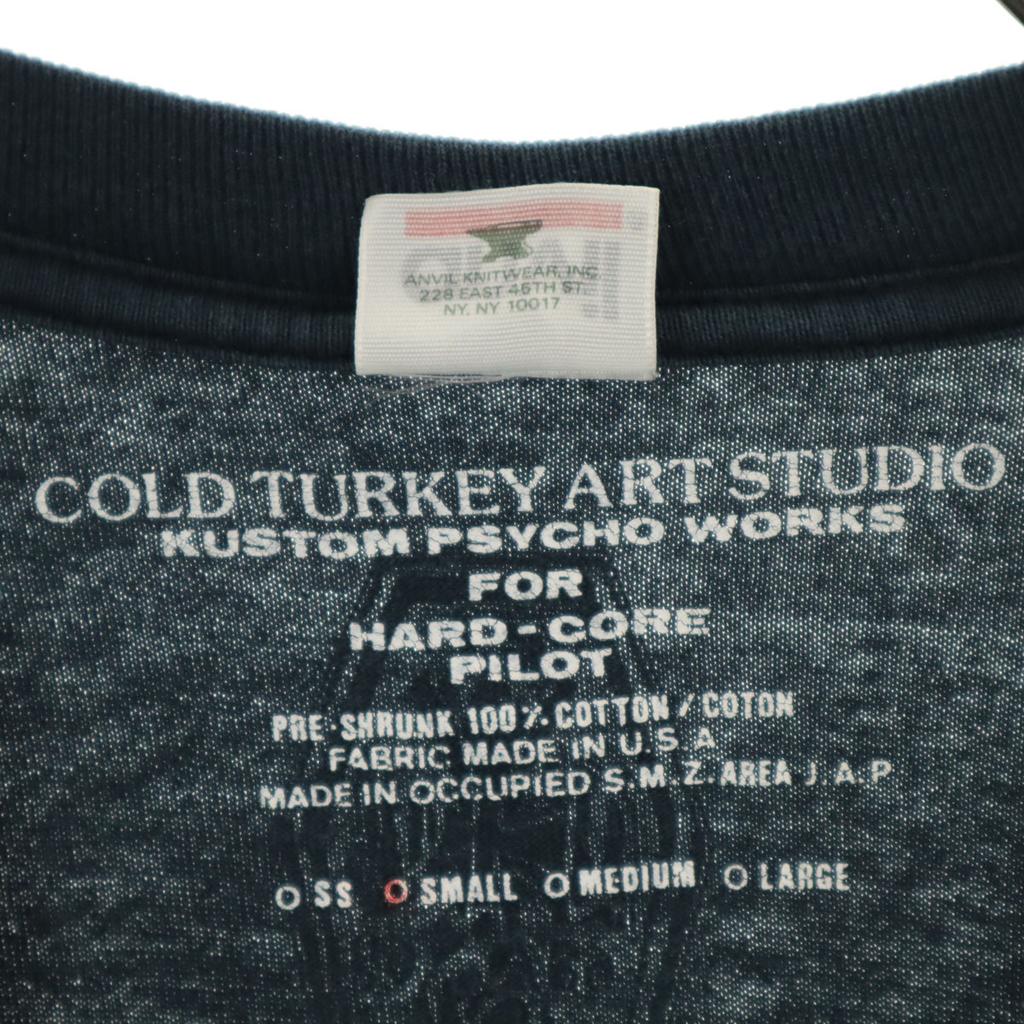 anvil Cross Print Long sleeve T-shirt S Navy Ron T Men's Used