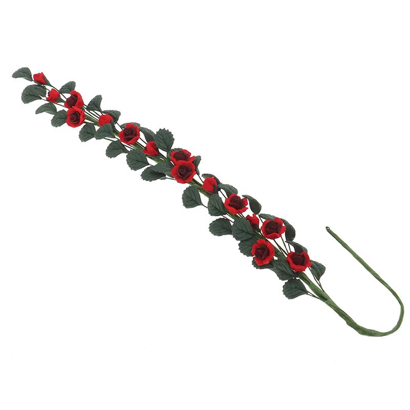 

1шт 1:12 Миниатюрный кукольный домик Роза Цветок Виноградная лоза Кукольный домик Декор Аксессуары красный