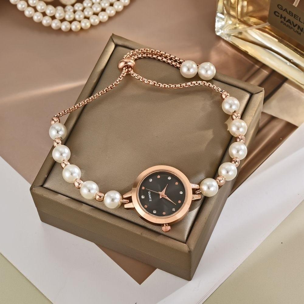 Adjustable Quartz Watch Precise Women's Watch Trendy Pearl Bracelet Watch  Birthday Gift