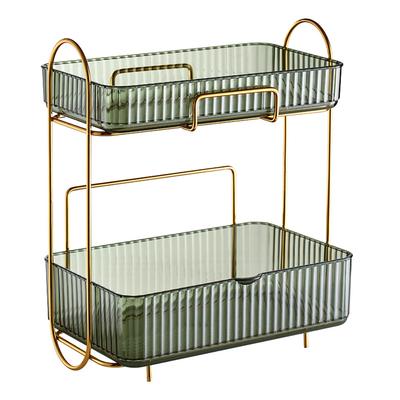 Make-up-Organizer 2-stöckig Badezimmer-Arbeitsplatten-Organizer Große Kapazität Kosmetikhalter Regal für