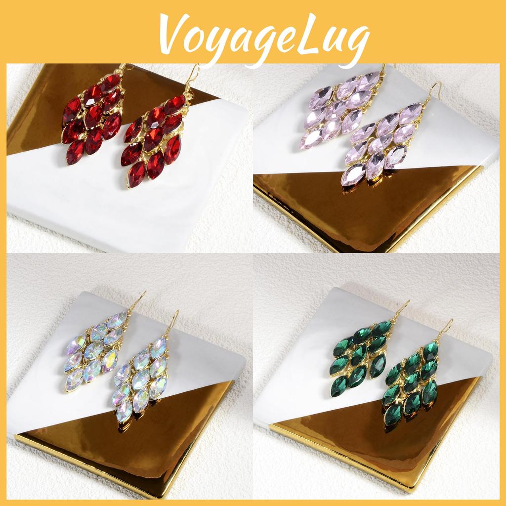 Geometric Crystal Drop Earrings For Women With Ab Finish Trendy Jewelry Gift