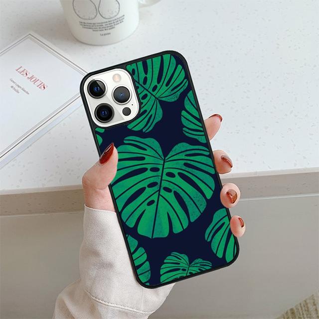 Monstera Blad Palm Träd Blommor Telefonfodral För iPhone 17 Air 14 15 16 13 12 Fodral För Apple 14 15 16 Pro Max Plus