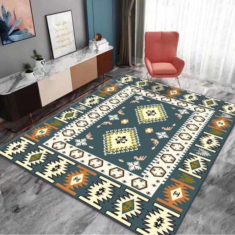 Vintage Bohemian Moroccan Living Room Carpet Sofa Tea Table Carpet Ethnic Style Home Large Area Bedroom Bedside Carpet