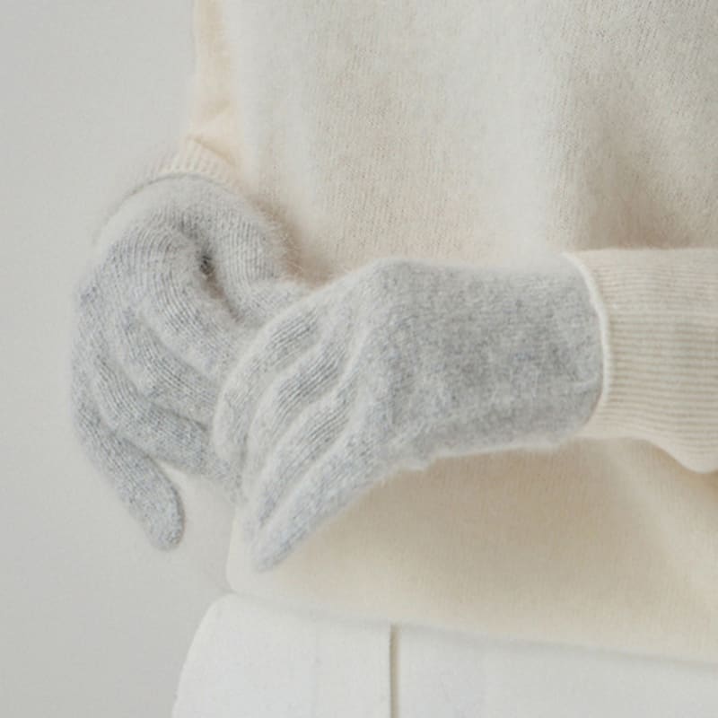 Ahre Nue Fingerhole Angora Wool Gloves _LIGHT GREY