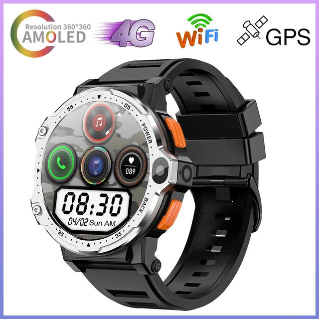 

4g умные часы мужские обновленный чип 1.54 HD Android двойная камера GPS WiFi и слот для SIM-карты фитнес 4GB RAM - 64GB ROM серебряный