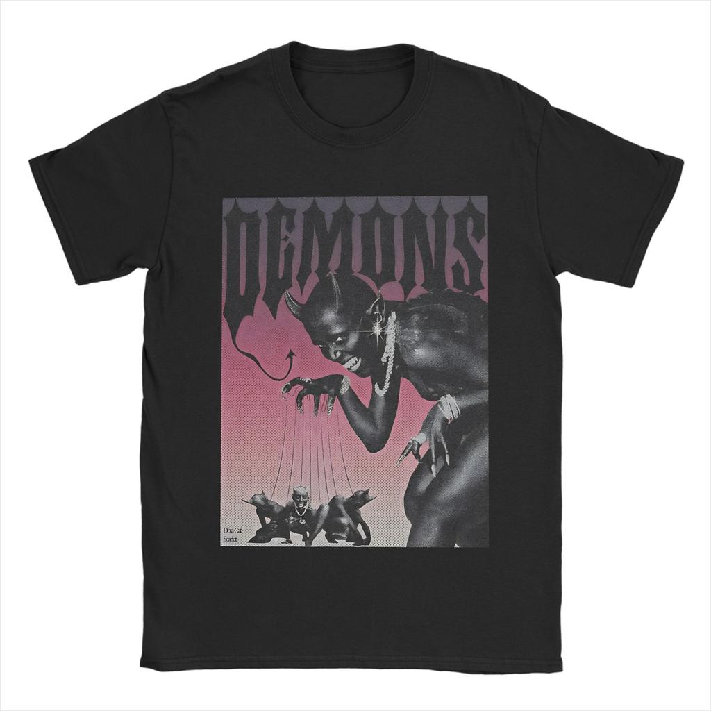 Humor Doja Cat Demons TShirt for Unisex Round Collar Cotton T Shirts Short Sleeve Tee Shirt Plus Size Clothes