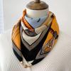 Women's 65" Silk Square Scarf with Magnetic Buckle – Autumn/Winter Print, Fashionable & Versatile Triangle Snood