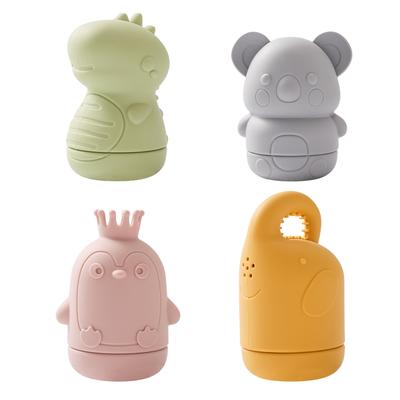 4 Stück/Set Baby Silikon Spielzeug Kleinkind Duschspielzeug Cartoon Tier Schwimmendes Silikon BPA Frei Spielzeug Silikon Badespielzeug für Kinder
