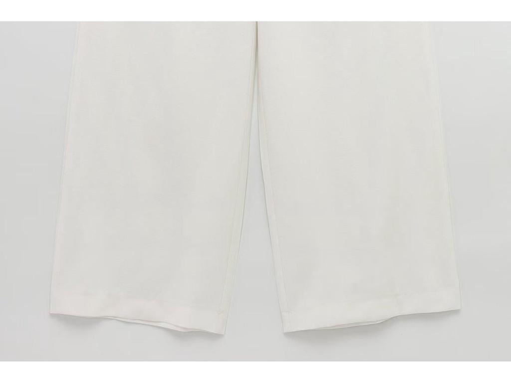 2025 Spring Women's Fashion Linen Wide-Leg Pants, European & American Style