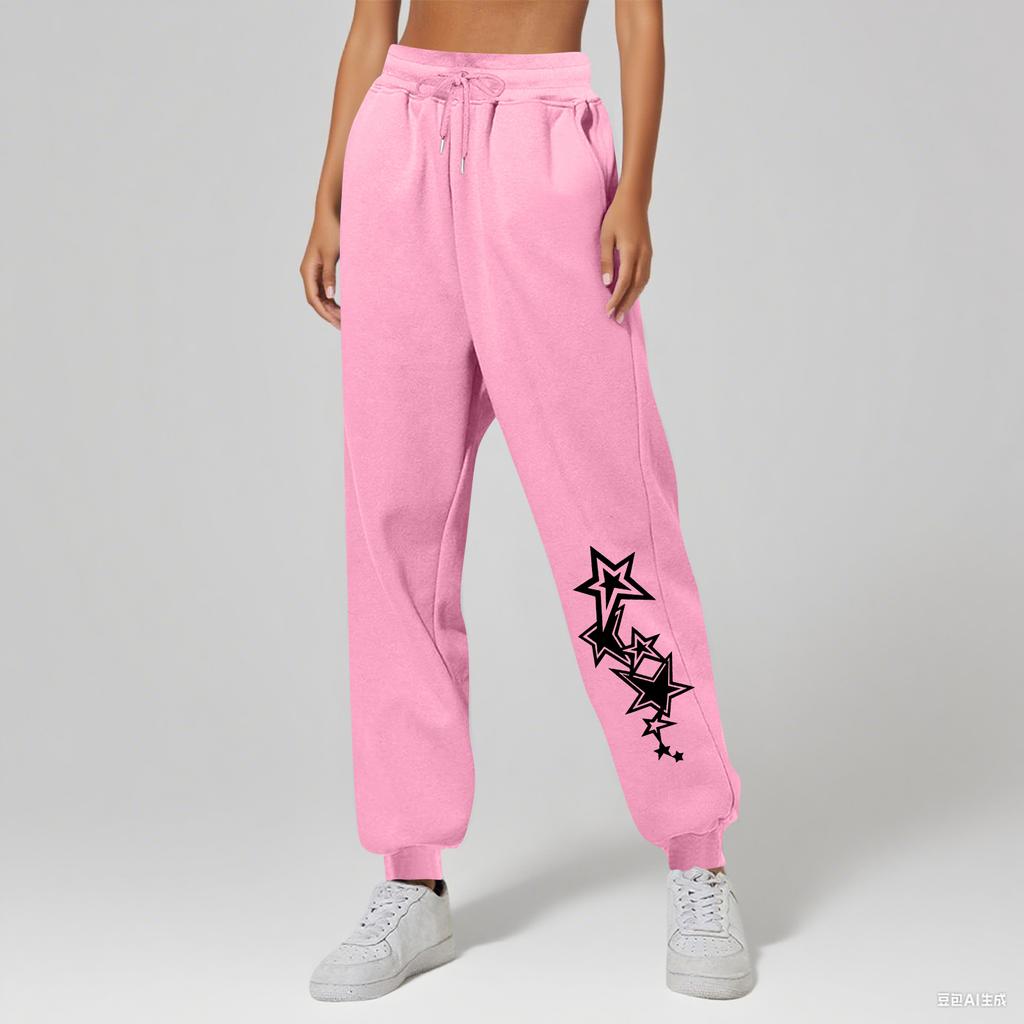 Ladies' Printed Unisex Casual Pocket Drawstring  Pants
