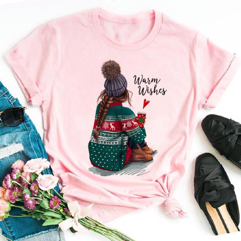 Summer Fashion Coffee Girl Urban Base Shirt Round Neck Pure Cotton Short Sleeved Women's T-Shirts Women’s