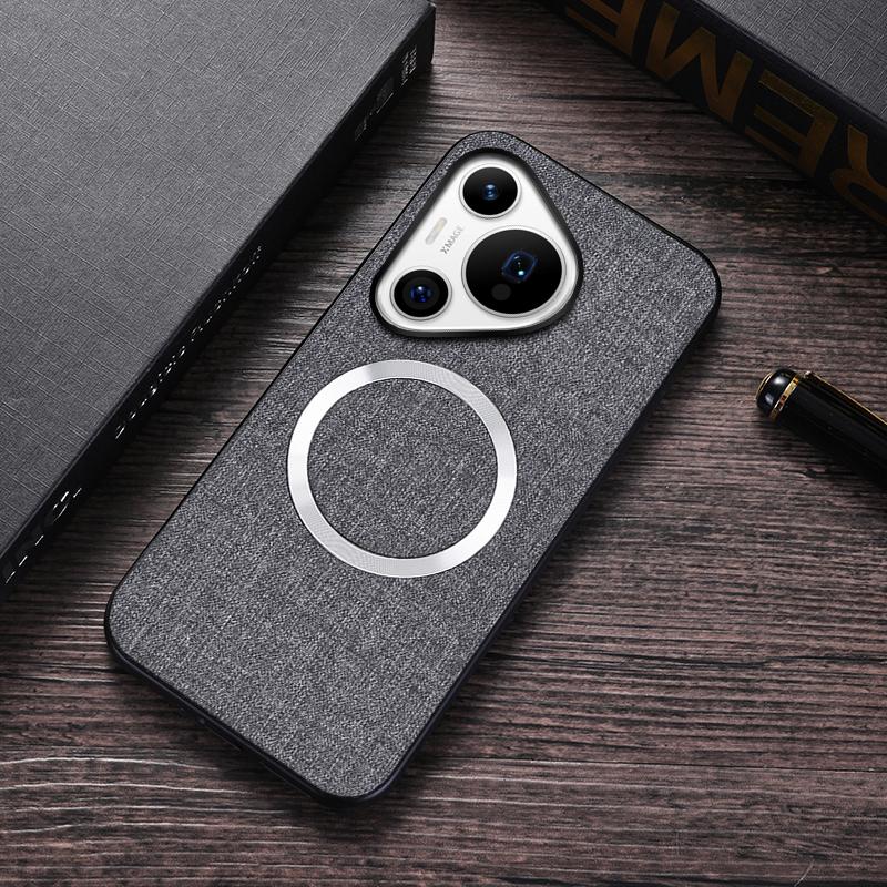 

For Huawei Pura 70 Pro/Pura 70 Pro+ Case TPU+Cloth Dropproof Magnetic Phone Cover Grey