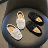 Kids Fashion Casual Shoes Slip-on Boys Flats Solid Color 2025 New Hot Soft Breathable Simple Non-slip PU Hollow Children Loafers